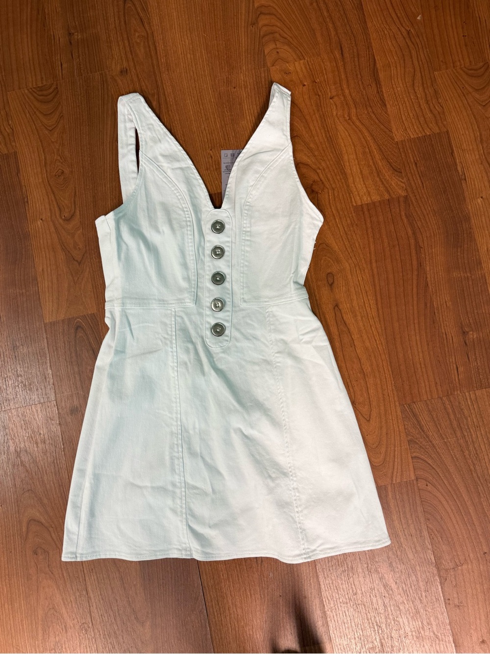White Button-Front Denim Mini Dress NWT